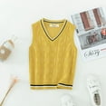 thumbnail image 3 of TiaoBug Girls Boys V Neck Sweater Vest Sleeveless Uniform Solid Outerwear School Waistcoat Yellow 3-4, 3 of 3