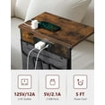 thumbnail image 3 of Evermagin C Shaped End Table with Charging Station Small Couch Side Table with Storage Bag Power Outlet and USB Sturdy Slide Under Sofa Table with Metal Frame for Living Room & Bedroom Rustic Brown, 3 of 5