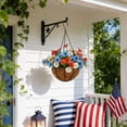 thumbnail image 6 of Independence Day Spring Simulation Flower Basket Patriotic Hanging Basket Decor Red White Blue for 4th of July Memorial Day Veterans Day Front Door Porch Wall Home Party Decorations Housewarming Gift, 6 of 6