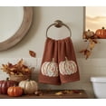 thumbnail image 4 of Serafina Home Autumn Fall Rust Bath Ornate Pumpkin Fingertip Towels Bathroom Decor Farmhouse Harvest: 100% Cotton Towels with Embroidered Floral Pumpkin Design, 2 Piece Set, 4 of 9