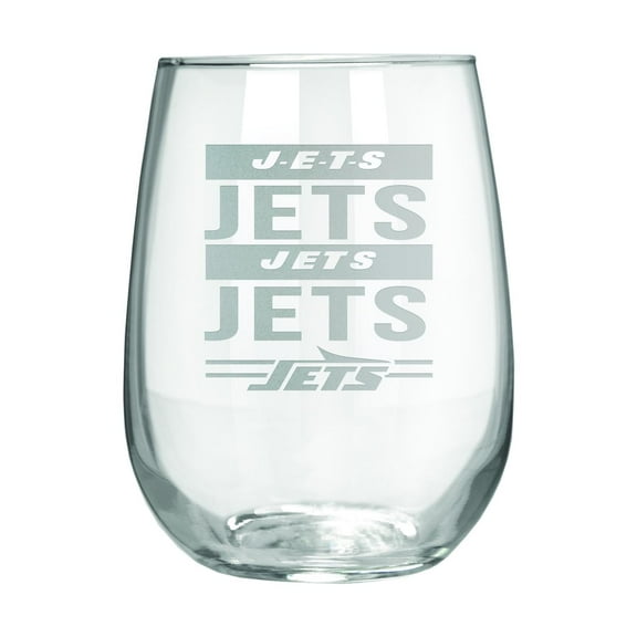 New York Jets Etched 17oz. Rally Cry Stemless Wine Glass