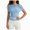 A5-Blue, variant on Women Short Sleeve Ruched Blouse Trendy Slim Fit Boat Neck Mesh Patchwork Waist Pullover