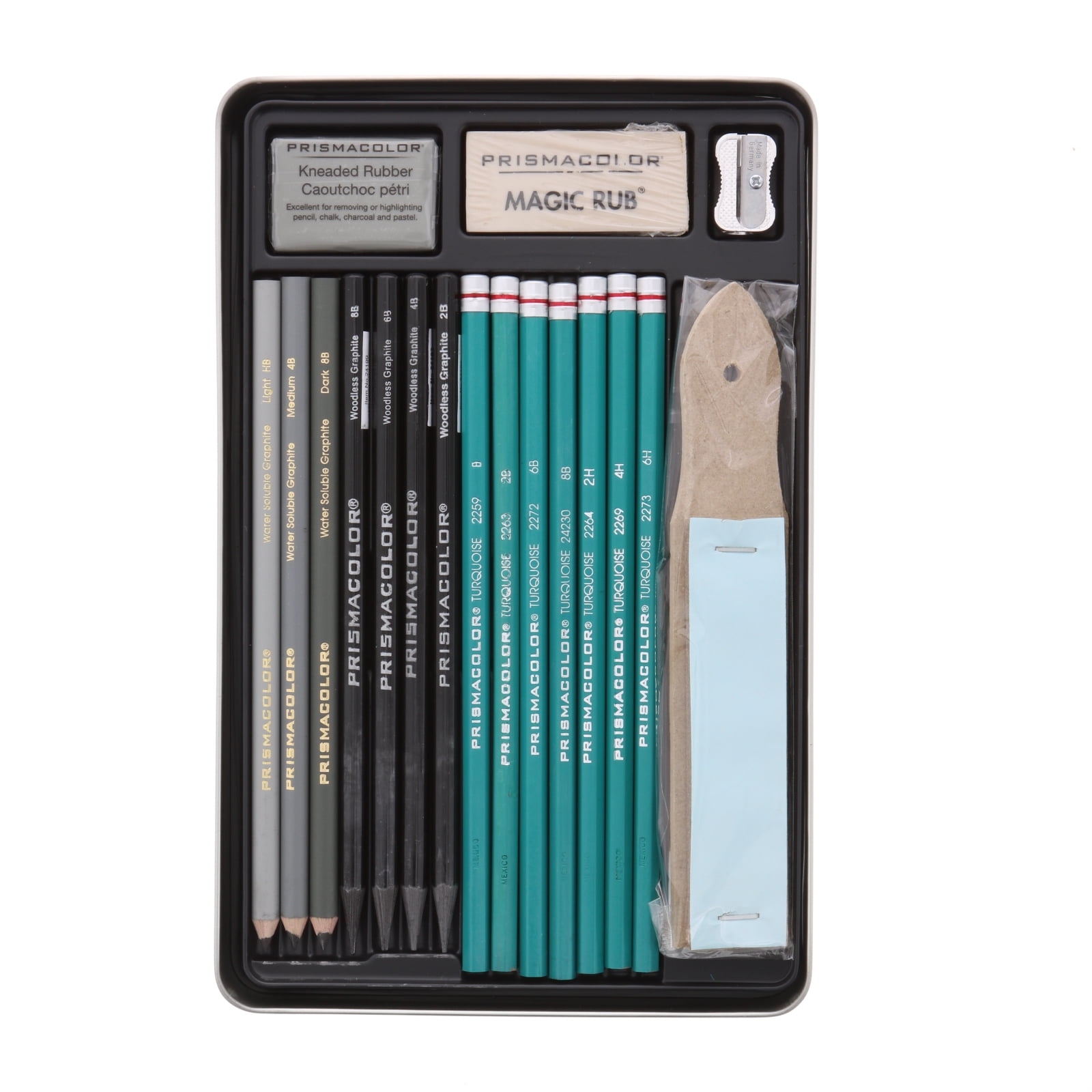 Prismacolor Premier Graphite Drawing Pencils with Erasers & Sharpeners, 18  Piece Set
