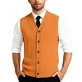 thumbnail image 2 of Men's V-Neck Sleeveless Knit Cardigan Vest with Button Closure and Checkered Pattern Saffron 5XL, 2 of 4