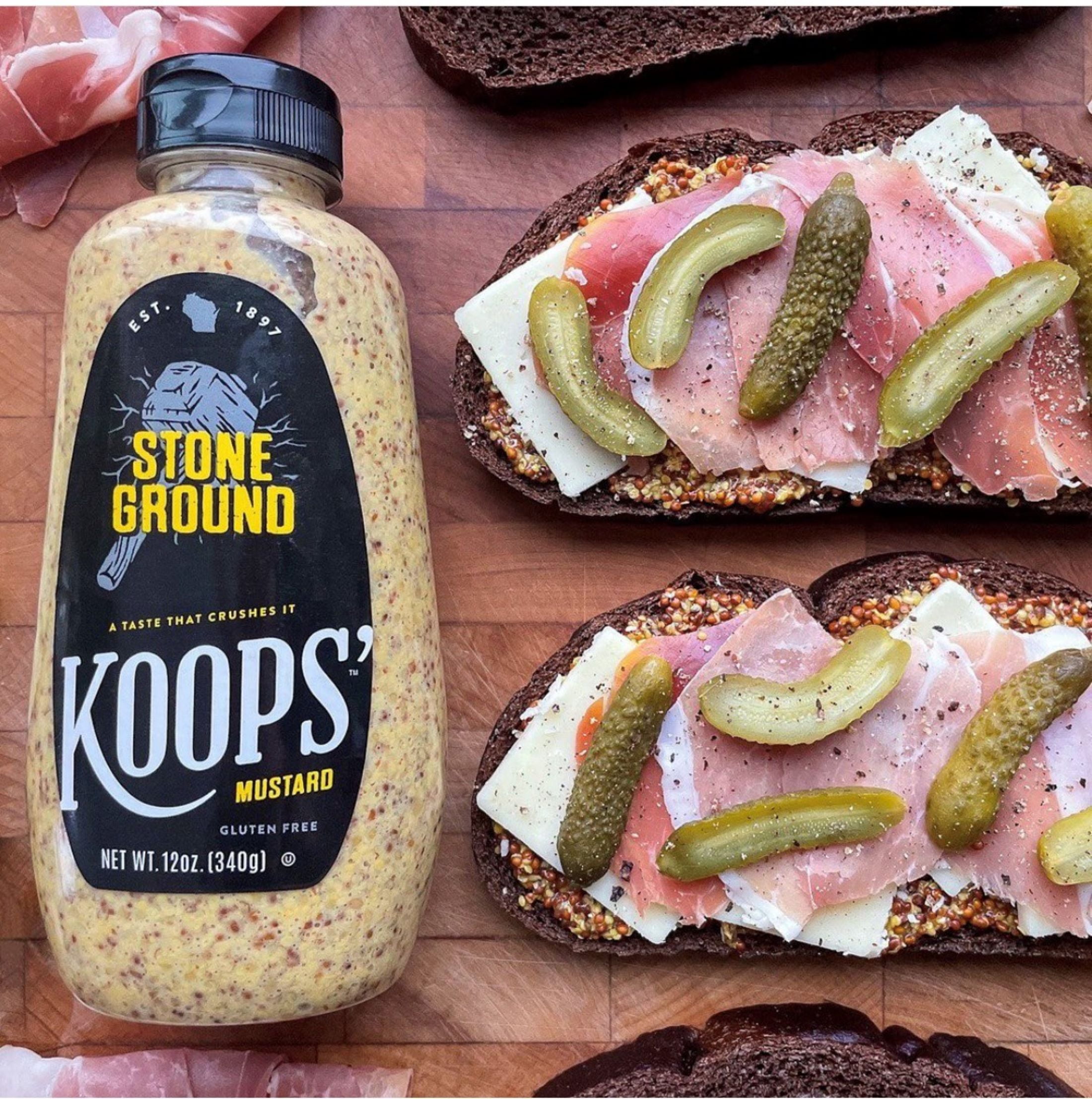 (5 pack) Koops' Mustard,  Stone Ground Mustard, 12 oz