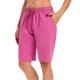 thumbnail image 3 of MKLEKYY Pijama Corto Para Mujer, Pantalones Cortos Para Correr, Yoga, Caminar, Correr, Hasta La Rodilla, Deportivos, Con Cordón Y Bolsillos, 3 of 4