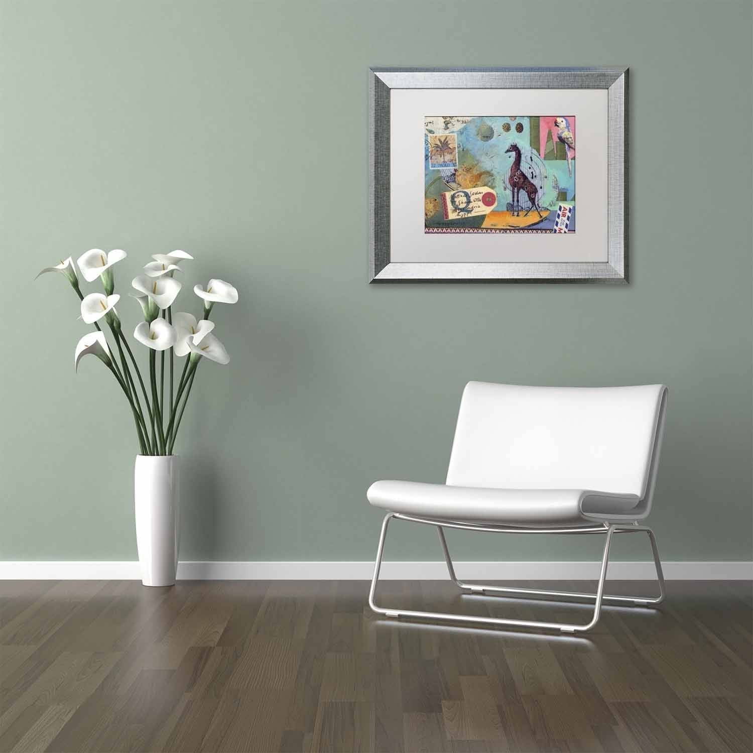 Trademark Fine Art 'Giraffe' Canvas Art by Nick Bantock, White Matte, Silver Frame