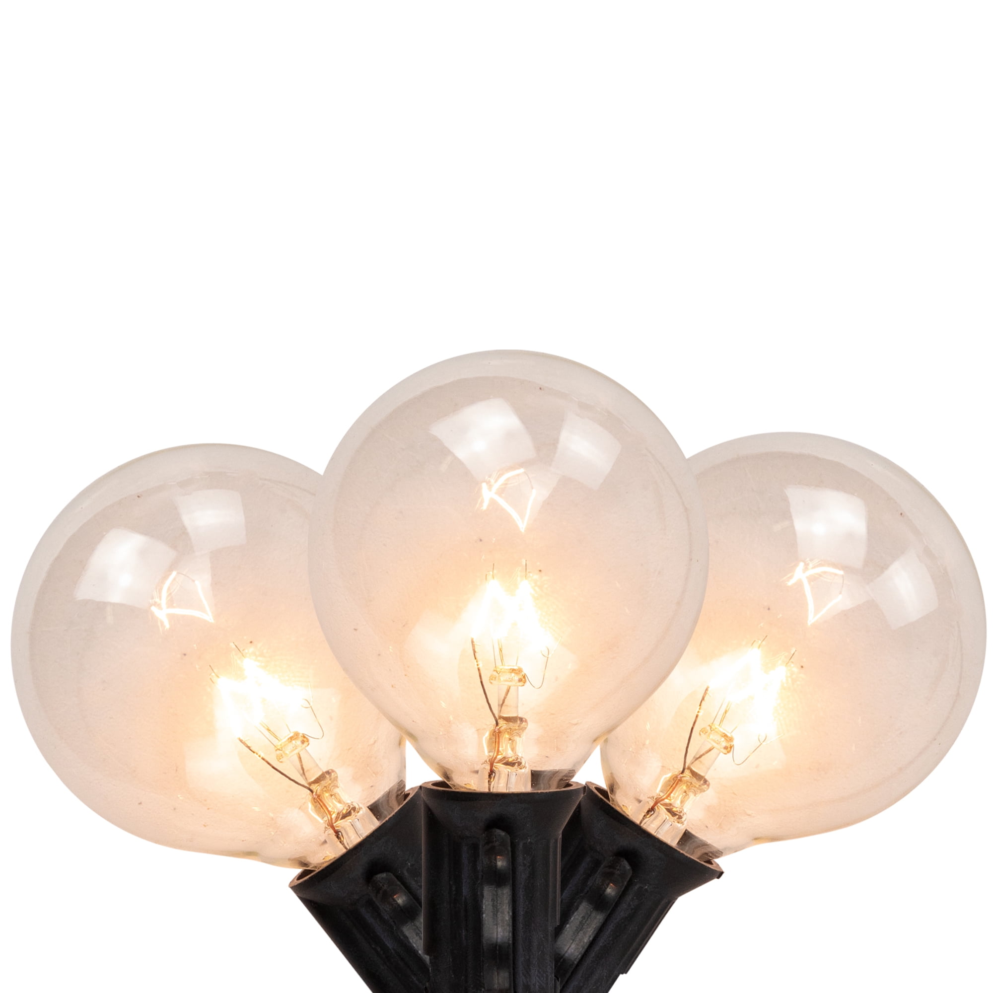 10-Count Clear G50 Globe Christmas Light Set, 9ft Black Wire
