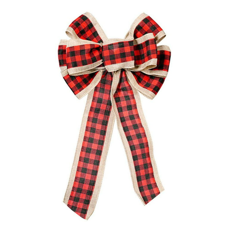 Buffalo Plaid Red Black Burlap Decorative Bow Gingham Craft Ribbon Bows  Mini Checkered Ribbon Flowers Appliques Christmas Tree Topper for Sewing,  Gift, DIY Craft, Wedding Decoration Ornament 