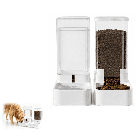 Automatic Cat Feeder and Water Dispenser Set with Pet Food Bowl, Gravity Dog Waterer & Food Feeder, Large Capacity for Small Medium Dogs, Cats, Puppies and Kittens,1pc