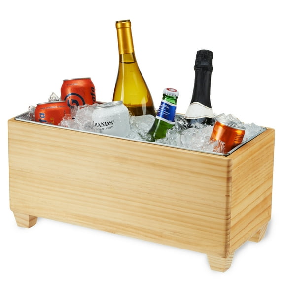 Twine Wooden Beverage Tub, Galvanized Tub Holds 4 Wine Bottles or 5.4 Gal