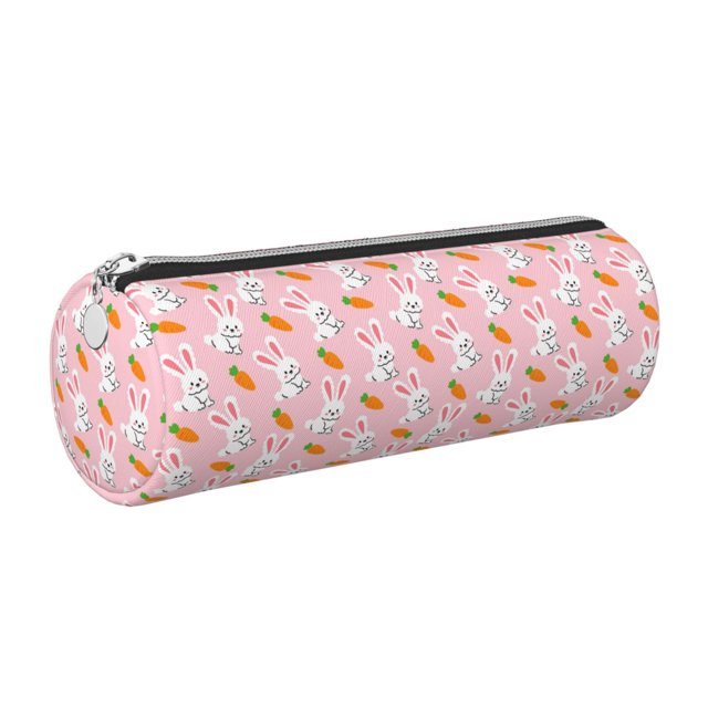 Disketp Rabbit And Carrot Estuche Organizador de Lápices de Cuero, Estuche de Oficina con Cremallera para Bolígrafo y Lápiz
