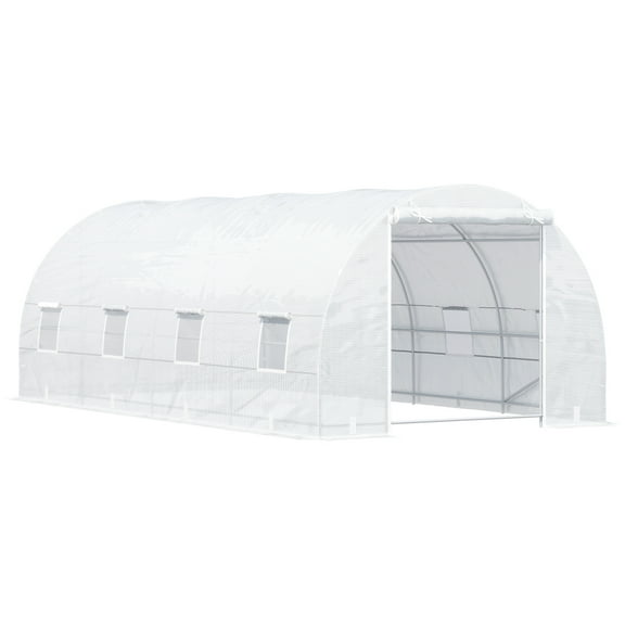 20x10 FT Walk-In Tunnel Greenhouse, 8 Roll-Up Windows & Door with Durable Steel Frame Hot House Kit