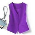 thumbnail image 4 of Sensestyle Waistcoat Women, A Lady's Suit Waistcoat Small Vest Slim Fit Paired with A Short Sleeveless Jacket with A Folded Waistcoat Vest Tops for Women Purple L, 4 of 7