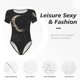 thumbnail image 4 of Balery Abstract Starry Sky Moon Body de cuello redondo de manga corta para mujer Tops de manga corta Tops básicos-Medium, 4 of 7