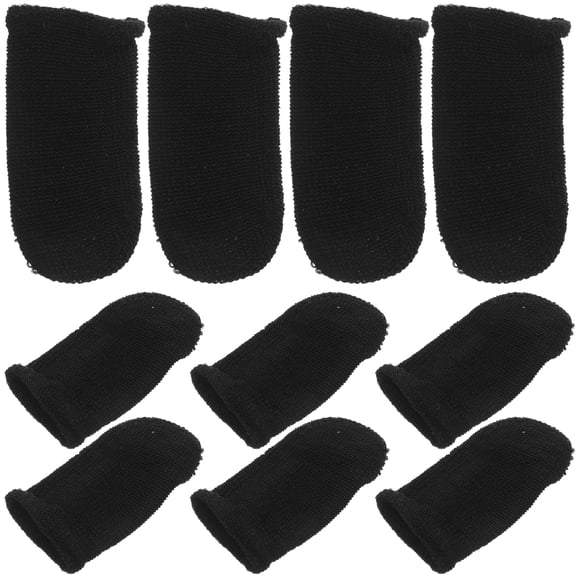 Hytrove Finger Sleeves for Gamers Black Breathable Comfortable Fit 10Pcs