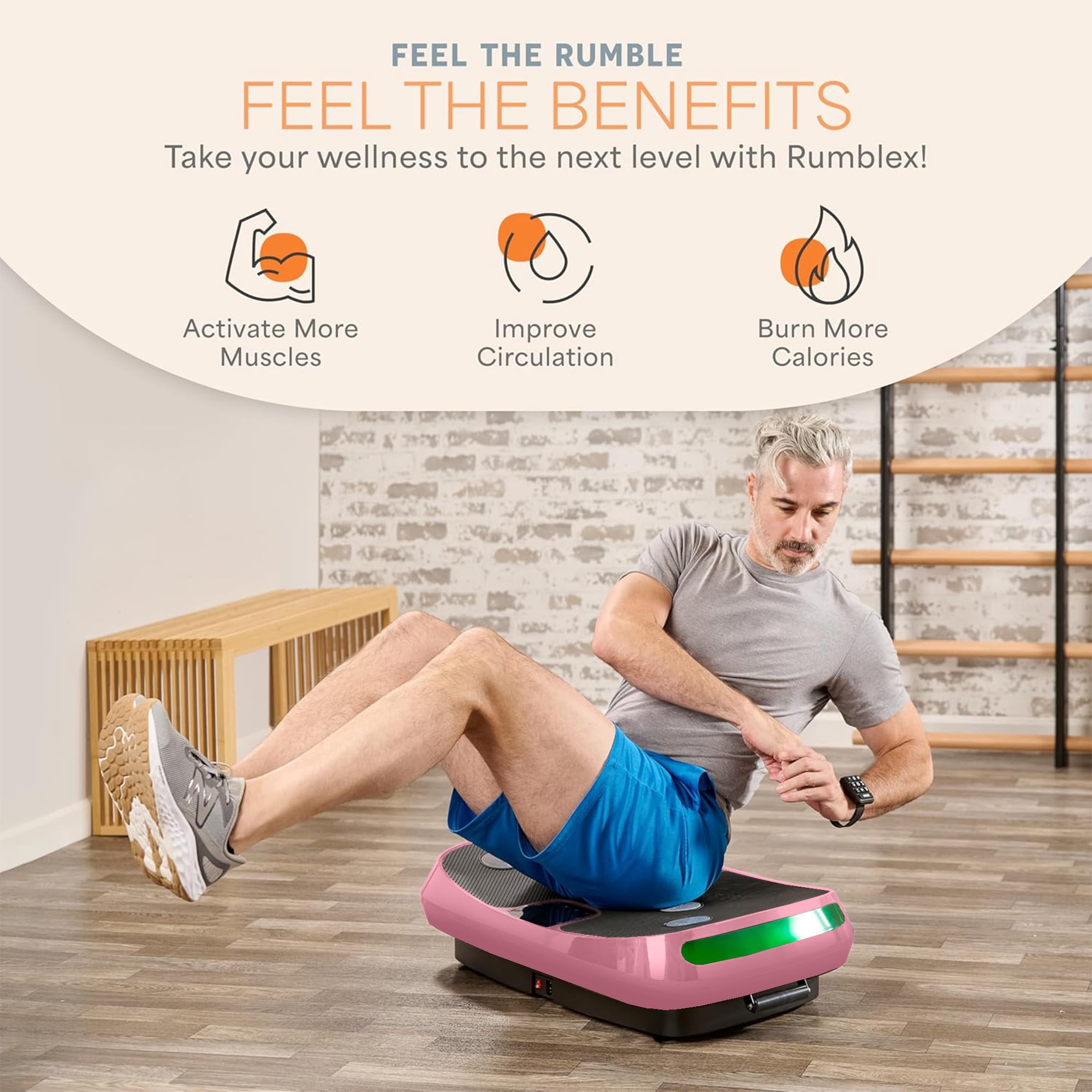 Lifepro Rumblex 4D Vibration Plate Exercise Machine – Triple Motor Whole Body Vibrating Platform for Weight Loss, Recovery & Fitness – Advanced 4D Vibration Plate Machine for Home Gym Workouts - Pink