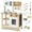White + Natural, variant on Costway Play Kitchen with Chalkboard Microwave Stove Dish Rack Faucet Sink Accessories Green + White