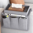 thumbnail image 6 of Sofa Armrest Organizer with Cup Holder Tray, Chair Arm TV Remote Holder for Recliner Couch, Armchair Caddy Bedside Storage Pockets Bag for Cellphone Tablet Books Drinks, 6 of 7