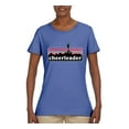 thumbnail image 2 of Wild Bobby Cheerleader Silhouette Girl Sports Women Graphic Tee, Light Blue, Large, 2 of 5