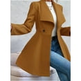 thumbnail image 6 of Women'S Classic Coat Lapel Collar Open Front Long Jacket Pea Coat Camel Color L, 6 of 9