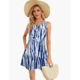 thumbnail image 2 of Vestido de verano para mujer, camiseta floral de playa, vestido sin mangas, bolsillo, casual, suelto, vestido XL, 2 of 4
