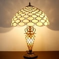 thumbnail image 4 of Tiffany Style Table Lamp W16H24 Inch Tall Stained Glass Crystal Pear Bead Lampshade Antique Night Light Base S005  LAMPS Lover Living Room Bedroom Office Study Reading Desk Nightstand Gifts, 4 of 6