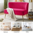 thumbnail image 4 of Tina's Home Velvet Upholstered Loveseat Sofa with Gold Metal Legs, Living Room Chair Upholstered Tufted Back Hallway Lobby Home Bedroom Fuchsia, 4 of 9