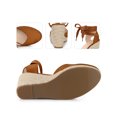 thumbnail image 2 of BLISSFUL STEP Women's Espadrille Lace Up Platform Wedge Heels Sandals Brown 5.5, 2 of 6