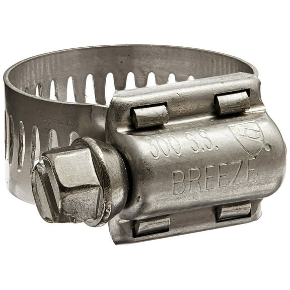 Breeze 63010H Marine Grade Power-Seal SS Hose Clamp, Worm-Drive, SAE Size 10, 9/16" to 1-1/16" Dia, 1/2" Wd. (10EA)