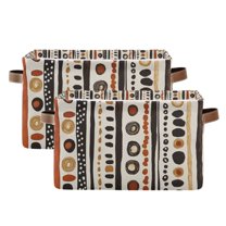 Yayeee 2 Pack Canvas Storage Basket with Handles for Shelves Fabric Bins Closet Organizer, Black Abstract Dots