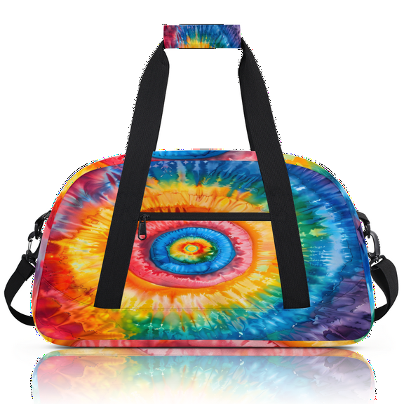 Herdesigns Sports Duffle Bags Travel Duffle Bag Gym Bag Tie Dye Colorful Rainbow Retro Weekender Travel Bag Waterproof Overnight Bag Carry On Travel Tote Bag Dance Bags