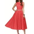 thumbnail image 2 of ZEHJUHAN Women's Retro Polka Dot Swing 1950s Inspired Sleeveless A-Line Cocktail Dress for Summer Parties Red，S, 2 of 9