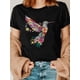 thumbnail image 1 of [Women's Casual Hummingbird Tee] Women's Hummingbird & Floral Print T-Shirt - Casual Crew Neck, Short Sleeve Top for Casual Attire, 1 of 6