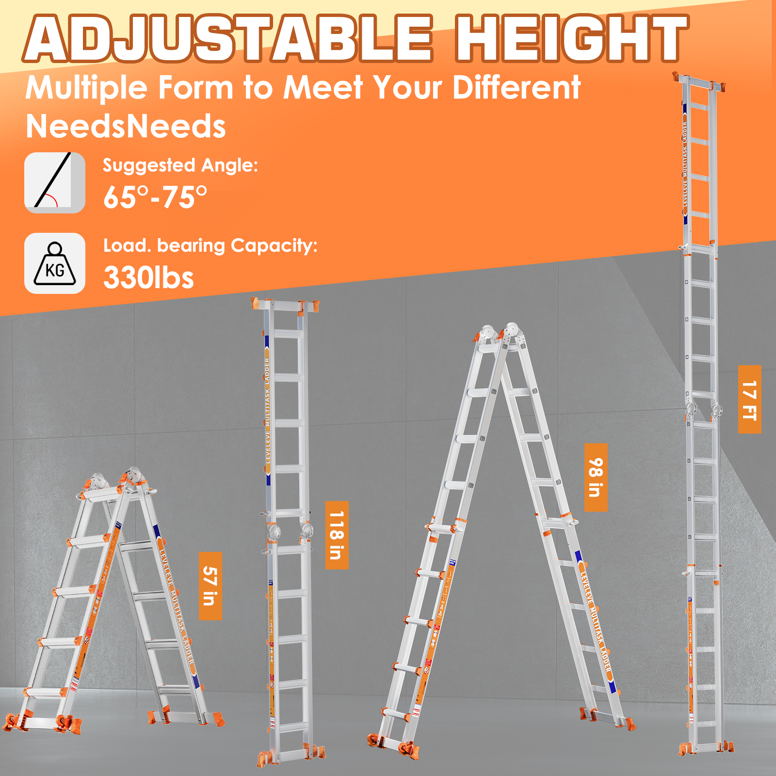 LeveLeve 17-Foot Multi-Position Aluminum Ladder photo 4