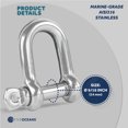 thumbnail image 5 of Five Oceans 9/16-Inch Screw Pin D Shackles, Stainless Steel Anchor Shackle for Boat, Sailboat - FO414, 5 of 8