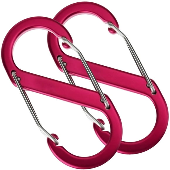 Gancho en S TwinLockPink 2Pzas 10kg Forma S Bloqueo Automático Rosa Aleación de Aluminio.
