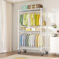 thumbnail image 2 of P3 Rolling Clothes Rack, Clothing Racks for Hanging Clothes, Heavy Duty Garment Rack with Wheels, Freestanding Portable Closet Organizer 39.4''W x 14''D x 78.5''H, Max Load 464 LBS, White, 2 of 18