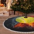 thumbnail image 6 of Rocae Tennis Ball In Fire And Water for Christmas Tree Skirt with Pom Pom Trim for Holiday Party for Holiday Home Decor Indoor Outdoor-30", 6 of 7