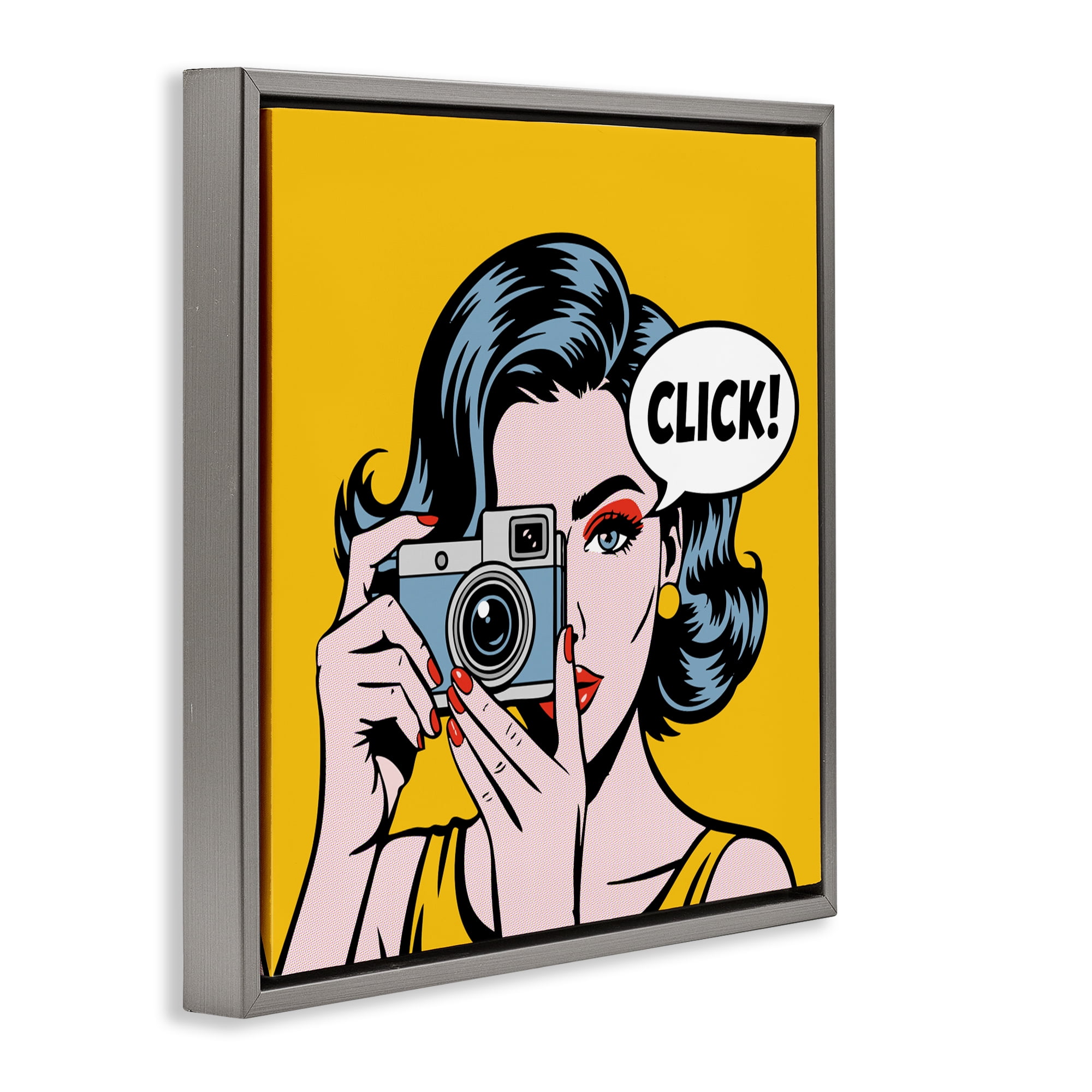 Stupell Industries Click Retro Photographer Gray Framed Floater Canvas Wall Art, design by Andreas Magnusson