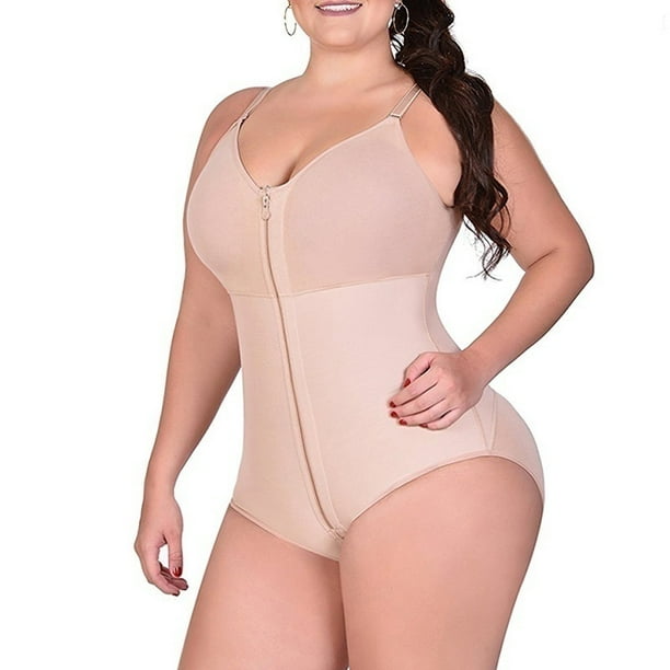New Womens Plus Size Bodysuit Shapewear Slimming Tummy Control Full Body  Shaper Panty Style Clip & Zip with Bra Fajas Colombianas 