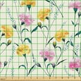 thumbnail image 2 of Ambesonne Floral Fabric by the Yard Upholstery, Colorful Carnation Flowers, 3 Yards, Dark Yellow and Soft Pink, 2 of 5