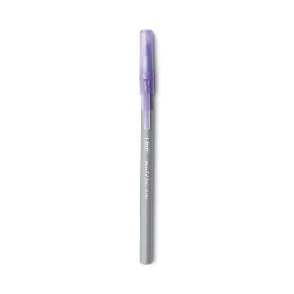 "Round Stic Grip Xtra Comfort Ballpoint Pen, Easy-Glide, Stick, Medium 1.2 Mm, Purple Ink, Gray/purple Barrel, Dozen | Bundle of 5 Dozen"