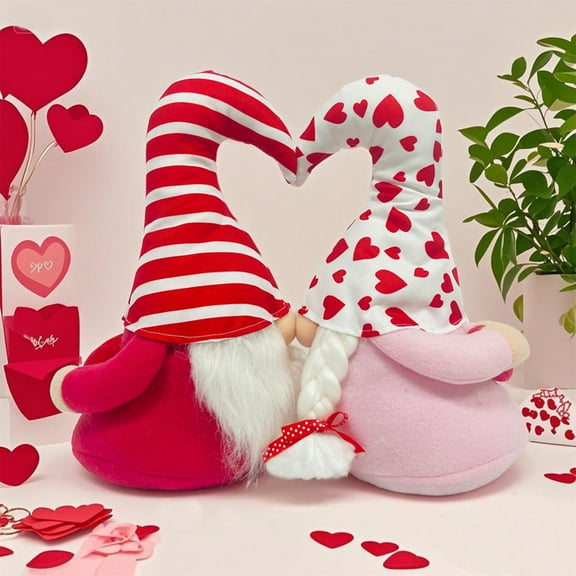 Uxgjfwu Valentine's Day Plush Gnomes Doll, Stuffed Couple Gnomes Decorations, Unique Gifts for Women Girlfriend Valentine's Day