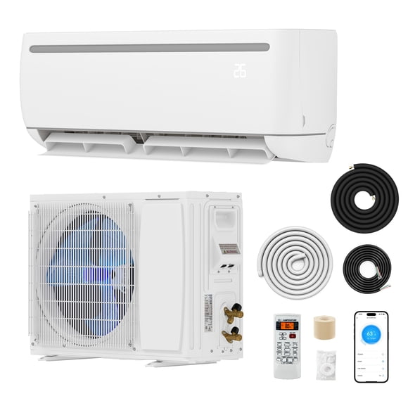 DEXTRUS 12000 BTU Mini Split Air Conditioner w/ Heat Pump System, Compatible with Wifi & Alexa, 17 SEER2 208-230V Ductless AC Cool Up to 750 Sq ft, R32 Refrigerant & Installation Kit, White