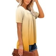 thumbnail image 5 of Save On Fake-Two-Piece Shirts for Womens Pleated Gradient Tunic Blouses Square Neck Short Sleeve Tees Loose Relaxed Fit Tee Shirts Layered Blouse Shirt Hide Belly Tunic Tops Trends Summer 2025, 5 of 7