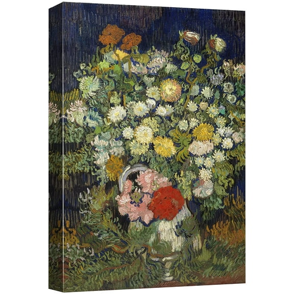 wall26 Canvas Print Wall Art Vase with Flowers by Vincent Van Gogh Classic Historic Illustrations Fine Art Decorative Rustic Multicolor Colorful for Living Room, Bedroom, Office - 16"x24"