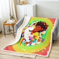 thumbnail image 2 of Unicorn Throw Blanket African Black Fleece Throw Blanket Twin 60"X80" Cute Warm Cozy Sherpa Blanket Rainbow Colorful Floral Sherpa Blanket Soft Lightweight, 2 of 6