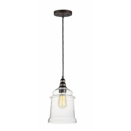 Hammered Metal Pendant Light Maxim Lighting Revival - One Light Mini Pendant, Oil Rubbed Bronze Finish with Hammer Glass ()