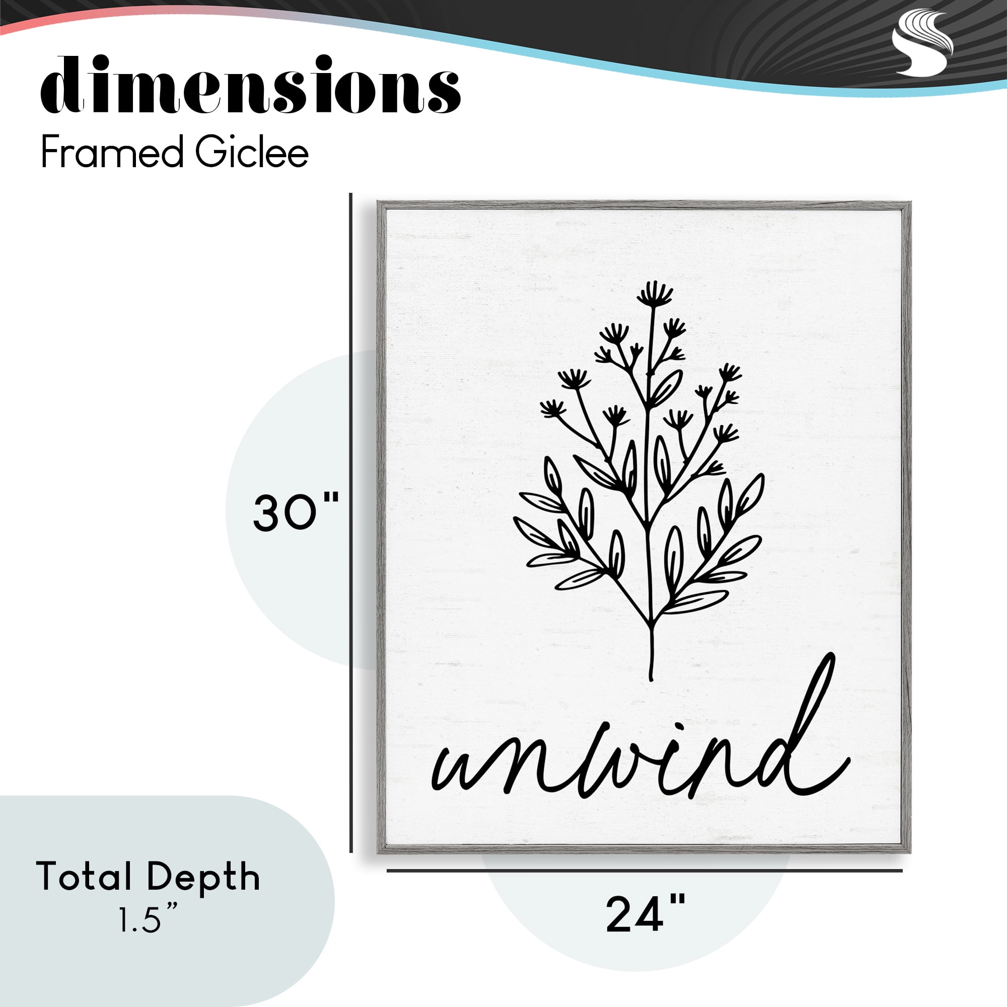 Bathroom Herb Unwind Gray Framed Giclee Art, design by Lettered and Lined